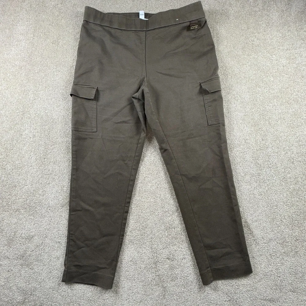 Calvin Klein Cargo Pants‎ Mens Large Green Stretch Mid Rise Straight Leg Pull On
